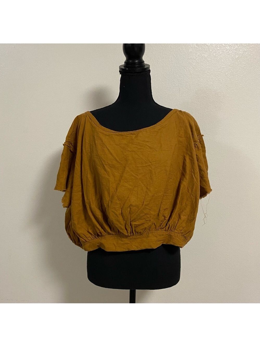 Free People Crop Top Women's Size small Spice Pecan Cloud 9 Crop Bubble Top